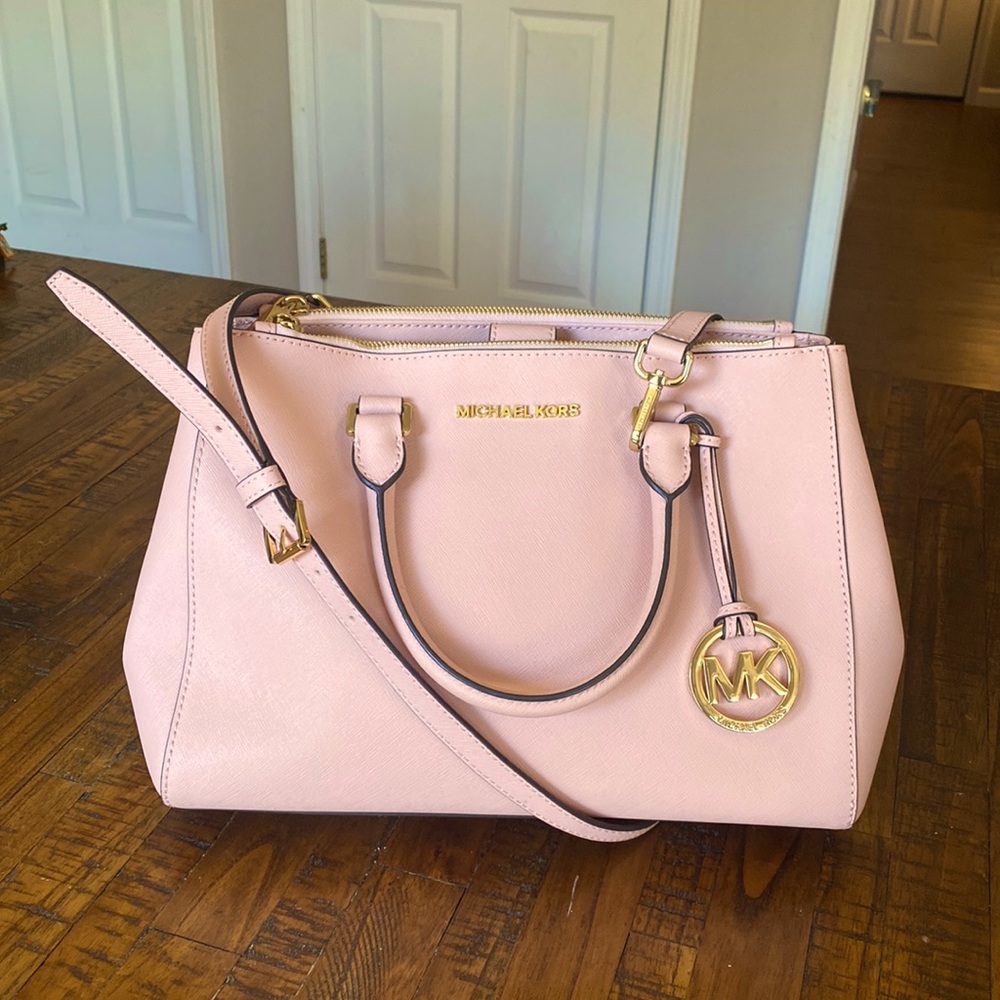 Michael Kors Medium Leather Satchel Blossom Gold Hardware EUC